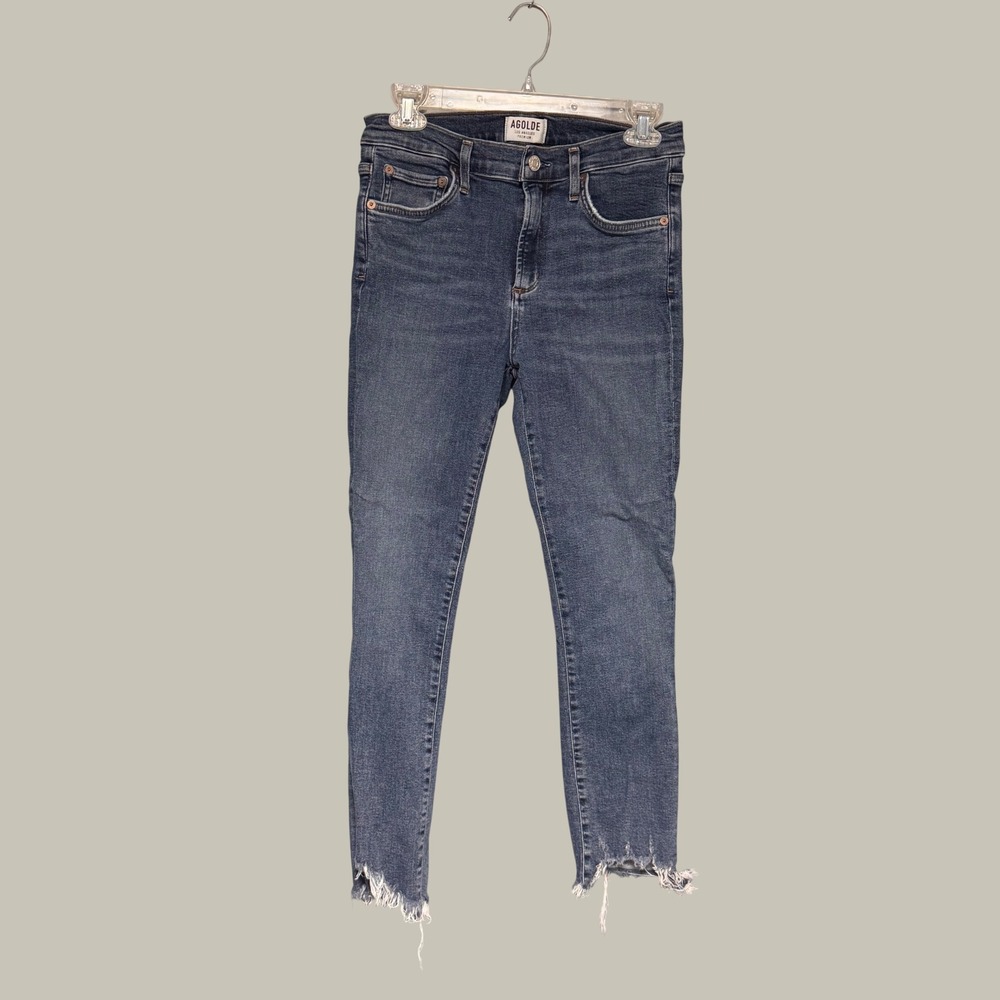 AGOLDE Sophie High Rise Skinny Jeans Medium Wash Raw Hem 28 A018B-1045